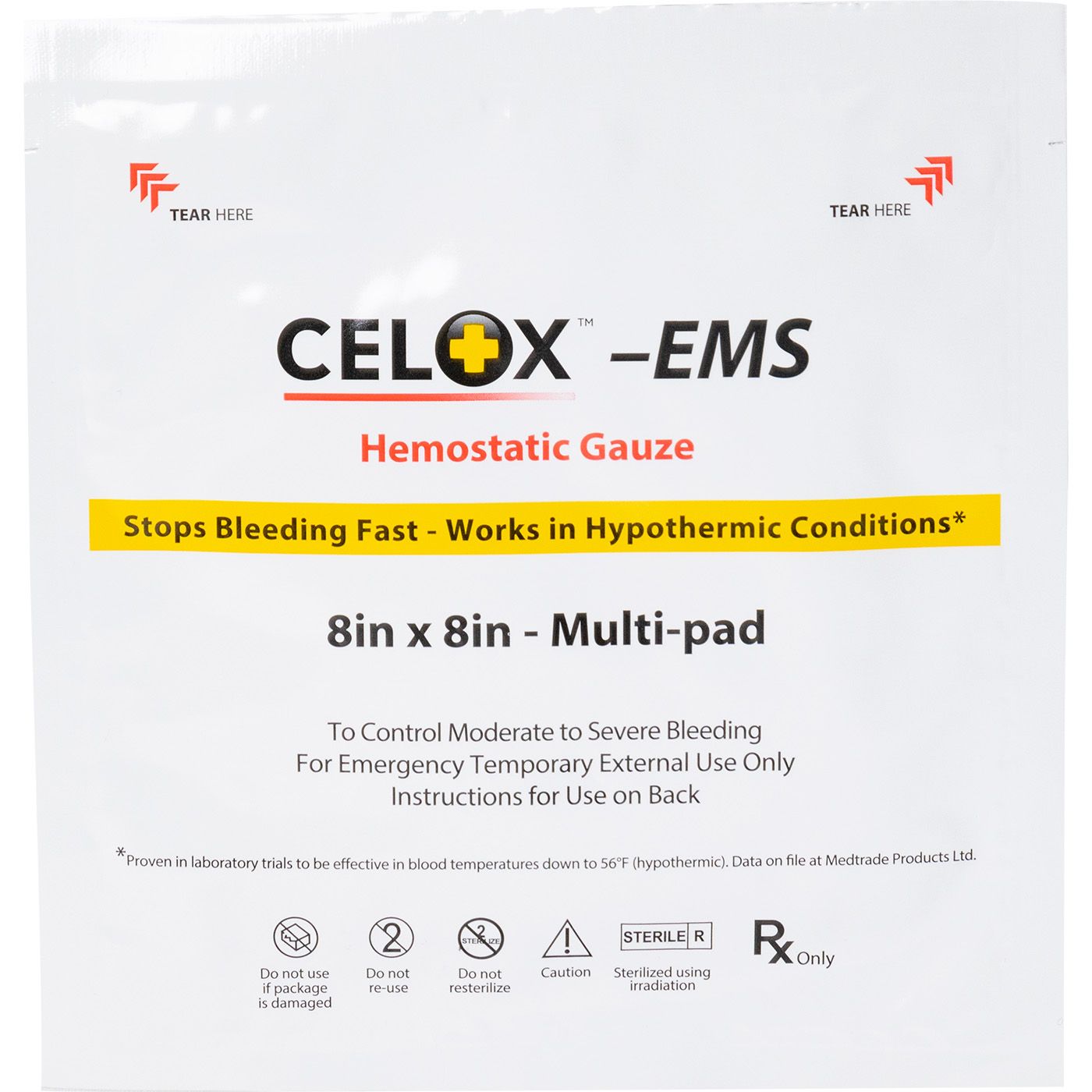 Medical - Celox - EMS 8 in. x 8 in. Hemostatic Gauze